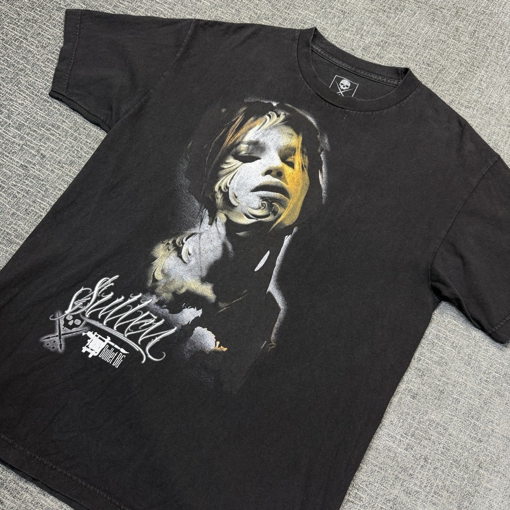 Sullen Shirt Men's Large Black Bullet BG‎ Graphic Tee Grunge Skull